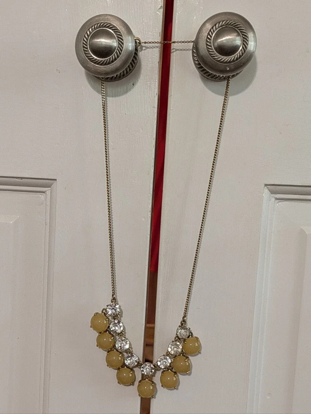 J. Crew Yellow Bead and Crystal Pendant Necklace